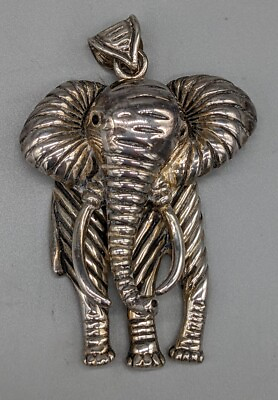 #ad Silver Tone 3quot; Elephant Pendant