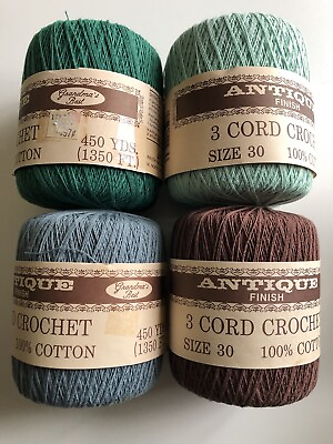 #ad Vintage Size 30 Grandmas Best Antique Finish 3 Cord Crochet Cotton