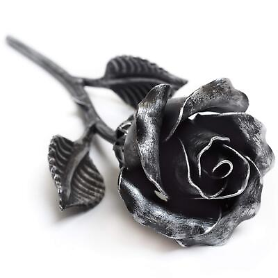 #ad Hand Forged Metal Rose Sculpture Gift of Everlasting Love Wrought Steel Flow
