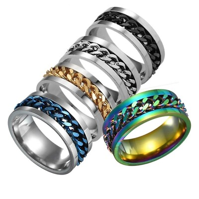 #ad 20pcs Lot Men Women Stainless Steel Rings Chain Spinner Bands Wholesale Jewelry