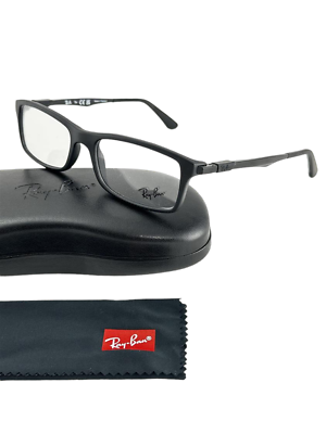 #ad Ray Ban NEW Matte Black Rectangle Fashion Frames 54 17 145 Eyeglasses RX7017