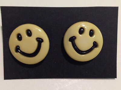 #ad Vintage Smiley Face Happy Emoji Pierced Earrings Stud Post