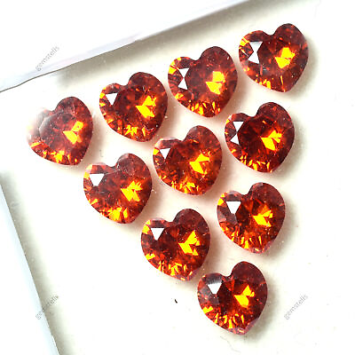 #ad 6 Pcs Natural Gemstone Orange Sapphire CERTIFIED Loose Heart Cut 6 MM Lot
