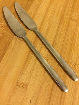 #ad IKEA 22388 Stainless DATA Satin Curve Down Tip 2 DINNER KNIVES 9quot;