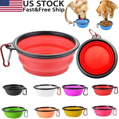 #ad 4 Portable Travel Collapsible Foldable Pet Dog Bowl for Food amp; Water Bowls Dish