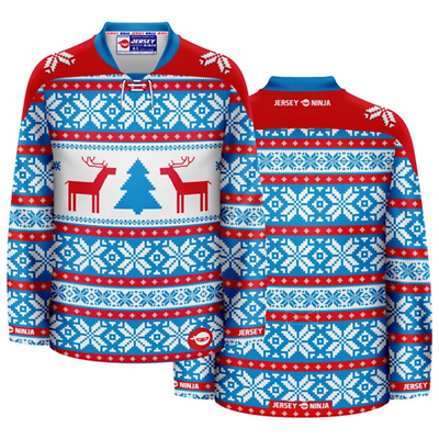 #ad Christmas Winter Blues Ugly Sweater Hockey Jersey