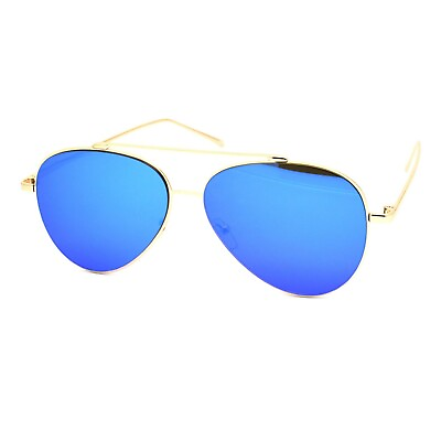 #ad Mirrored Lens Pilot Sunglasses Metal Frame Unisex Fashion UV 400