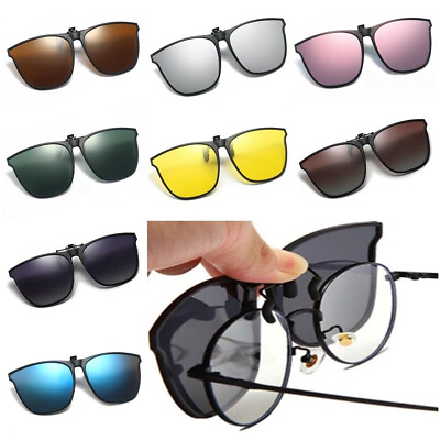 #ad New 10Colors Clip On Sunglasse Flip up Glasses Polarized Spectacles Anti Glare
