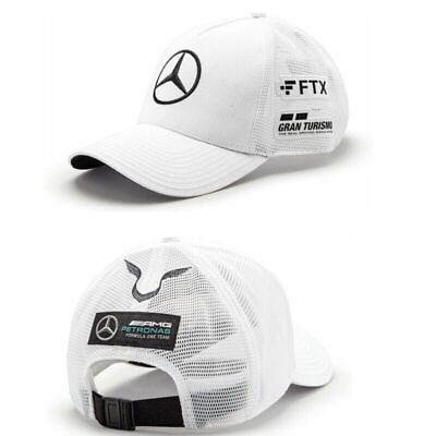 #ad Men#x27;s Cap Hat Baseball Adjustable Mercedes Benz AMG Petronas Black White Solid