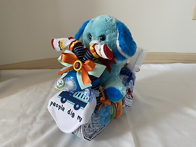 #ad Blue Dog Motorcycle Diaper Cake