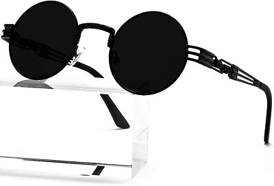 #ad Round Steampunk Sunglasses John Lennon Hippie Assorted Colors Lens Widths BLACK