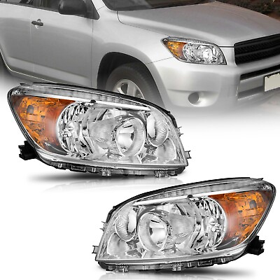 #ad WEELMOTO Headlights For 2006 2008 Toyota RAV4 Chrome Housing Headlamp LeftRight