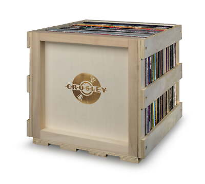 #ad Stackable Record Storage Crate Natural