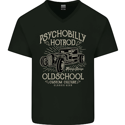 #ad Psychobilly Hotrod Hot Rod Dragster Mens V Neck Cotton T Shirt