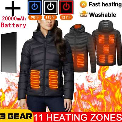 #ad Winter Heated Jacket with Battery Pack 11 Areas Heating Hooded Windproof Coat