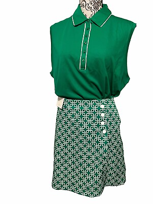 #ad NWT Set of Lady Hagen Wrap Skort Size 16 and Sleeveless Polo Top XXL Green White