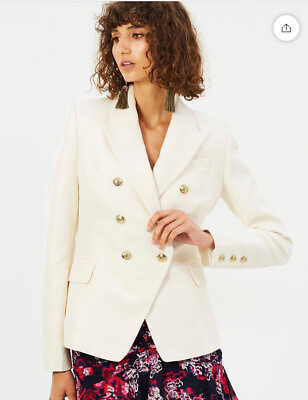 #ad CAMILLA amp; MARC White Dimmer Blazer Jacket Gold Button Size 6 Military Designer