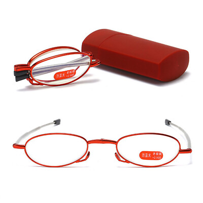 #ad Portable Reading Glasses withCase Retro Telescopic Rotation Far Sight Presbyopia