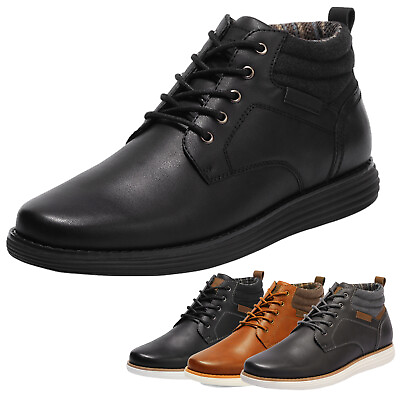 #ad Men Mid Top Chukka Boots Lace Up Dress Water Resistant Shoes Faux Leather Boots
