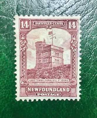 #ad Newfoundland Scott 155 14c Red Brown Cabot Tower Pictorial FVF 1928 Scarce