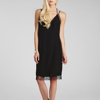 #ad BCBGeneration Black Lace Strappy Slip Dress XS NWT $24.99