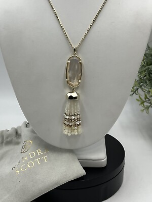 #ad Kendra Scott Eva Bolo Adjustable Pendant Necklace Ivory Mother of Pearl Tassel