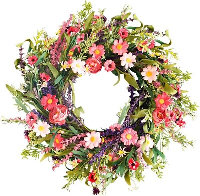 #ad Spring Wreaths for Front Door 24 In Floral Wreath for Decorating with Flower