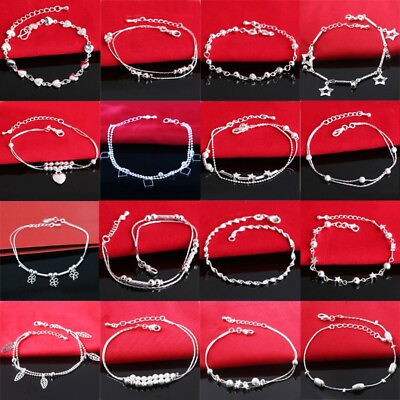 #ad Woman Girl 925 European sterling Jewelry silver bracelets charms bangles chain