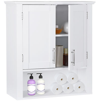 #ad Wall Bathroom Storage Cabinet Wood Cabinet w Doors amp; Organized Shelves