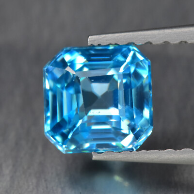 #ad 1.24Ct Square Shape Best Transparent Natural Blue Zircon