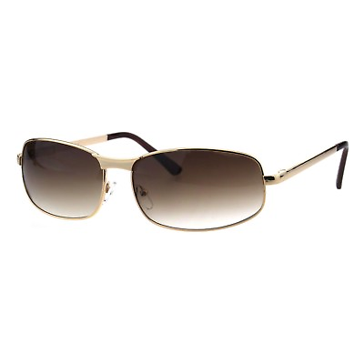 #ad Mens Fashion Sunglasses Oval Rectangular Metal Frame Spring Hinge
