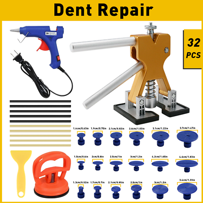 #ad 32PCS Car Paintless Dent Repair Puller Dint Hail Damage Lifter Auto Body Tools
