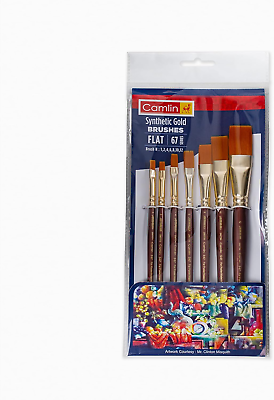 #ad Paint Brush Series 67 Flat Synthetic Gold Set of 7