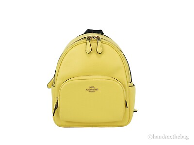 #ad Coach C8603 Mini Court Retro Yellow Pebbled Leather Shoulder Backpack Bag