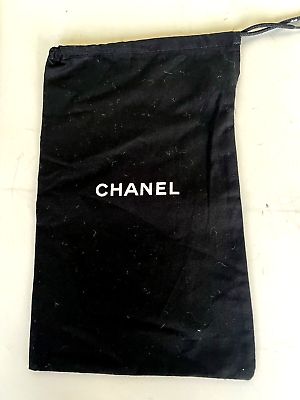 #ad 100% CHANEL Black Drawstring Dust Bag x Handbag Wallet Shoes 12.5quot; x 7.5quot;