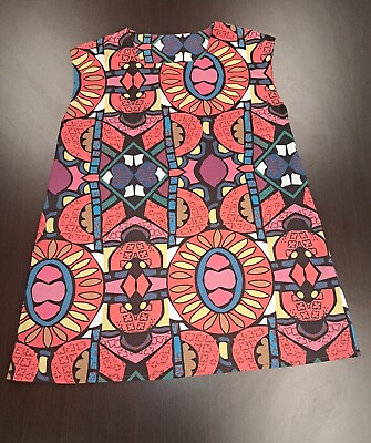 #ad Vintage Mod GoGo Bright Colors Sleeveless Summer TWIGGY Floral Dress. A