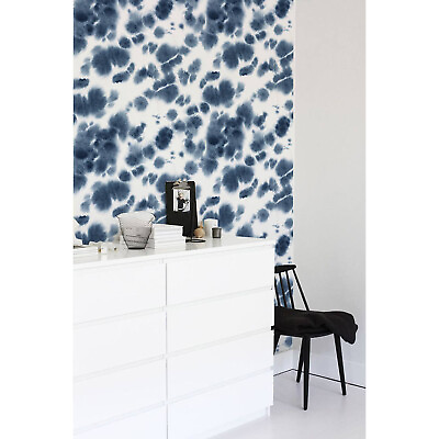 #ad Blue Ink Removable wallpaper blue wall mural Reusable self adhesive peel amp; stick