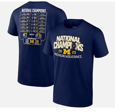 #ad Michigan Wolverines Football 2023 National Champions Schedule T Shirt Navy $14.99