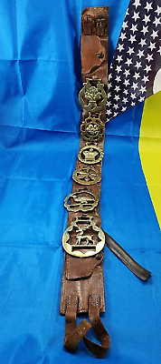 #ad Lot of 6 Brass Horse Halter Medallions Vintage Tack Bridal Badge