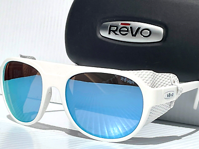 #ad NEW REVO TRAVERSE Matte White POLARIZED Blue Water Lens Sunglass 1036 09 BL $189.88