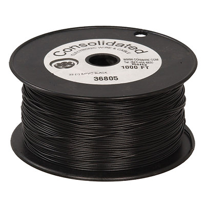 #ad 22 AWG Black Solid Tinned Copper Hook Up Wire 1000 Feet