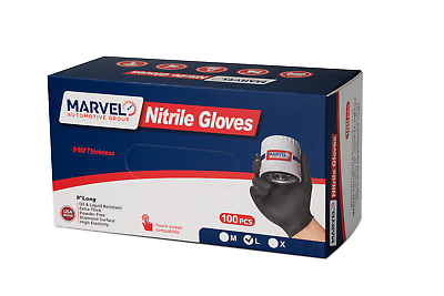 #ad Marvel 9 Mil Pure Diamond Nitrile Gloves Heavy Duty Powder Free Black Medium⭐ $24.90