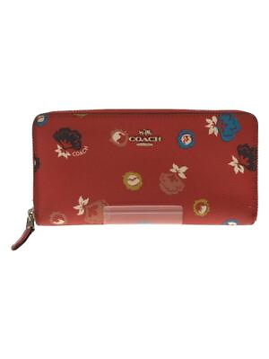#ad COACH Long Wallet Wild Prairie Floral Canvas RED Floral Pattern Women#x27;s