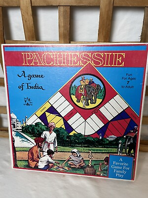 #ad Vintage Pachessie Board Game of India Warren Built Rite 1950s Complete in Box