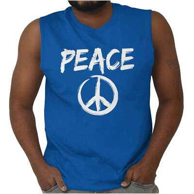 #ad Make Love Not War Peaceful Protest Hippie Adult Sleeveless Crewneck T Shirt