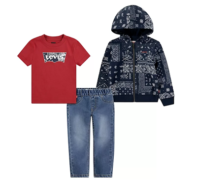 #ad LEVI#x27;S Toddler Boys Jacket Jeans Tee 3 piece Set Size: 3T