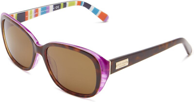 #ad Kate Spade HILDE Women#x27;s Sunglasses Tortoise Purple Stripes Polarized Brown 54mm