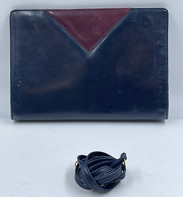 #ad Salvatore Ferragamo Vintage Women#x27;s Handbag Blue Red Leather Crossbody Bag