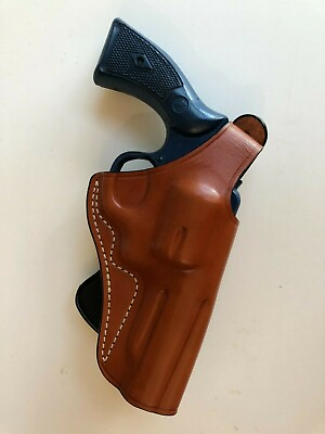 #ad Leather PADDLE Holster for Samp;W K Frame REVOLVER with 4quot; barrel #3410 BRN