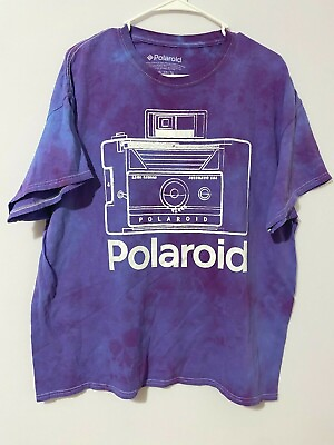 #ad Polaroid unisex short sleeve blue purple tshirt 100% cotton size XL 23quot; chest